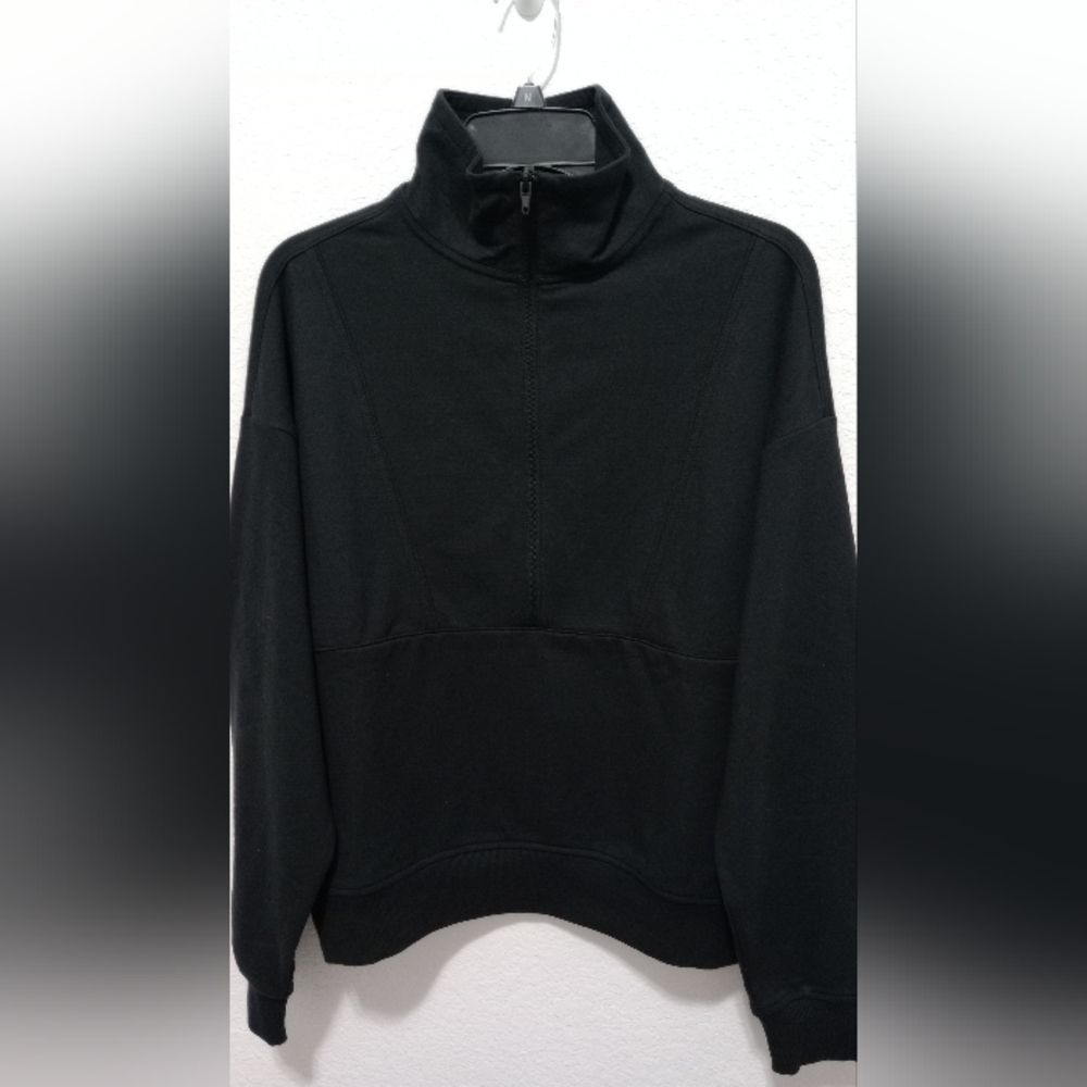 NWT Richer Poorer Women's Stretch Terry Half Zip Pullover Black Size M - Picture 8 of 11